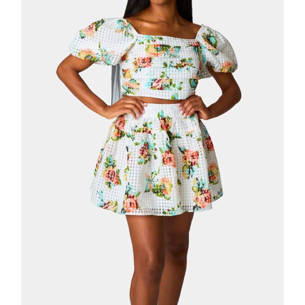Buddy Love Floral Crop Top - White and Pink